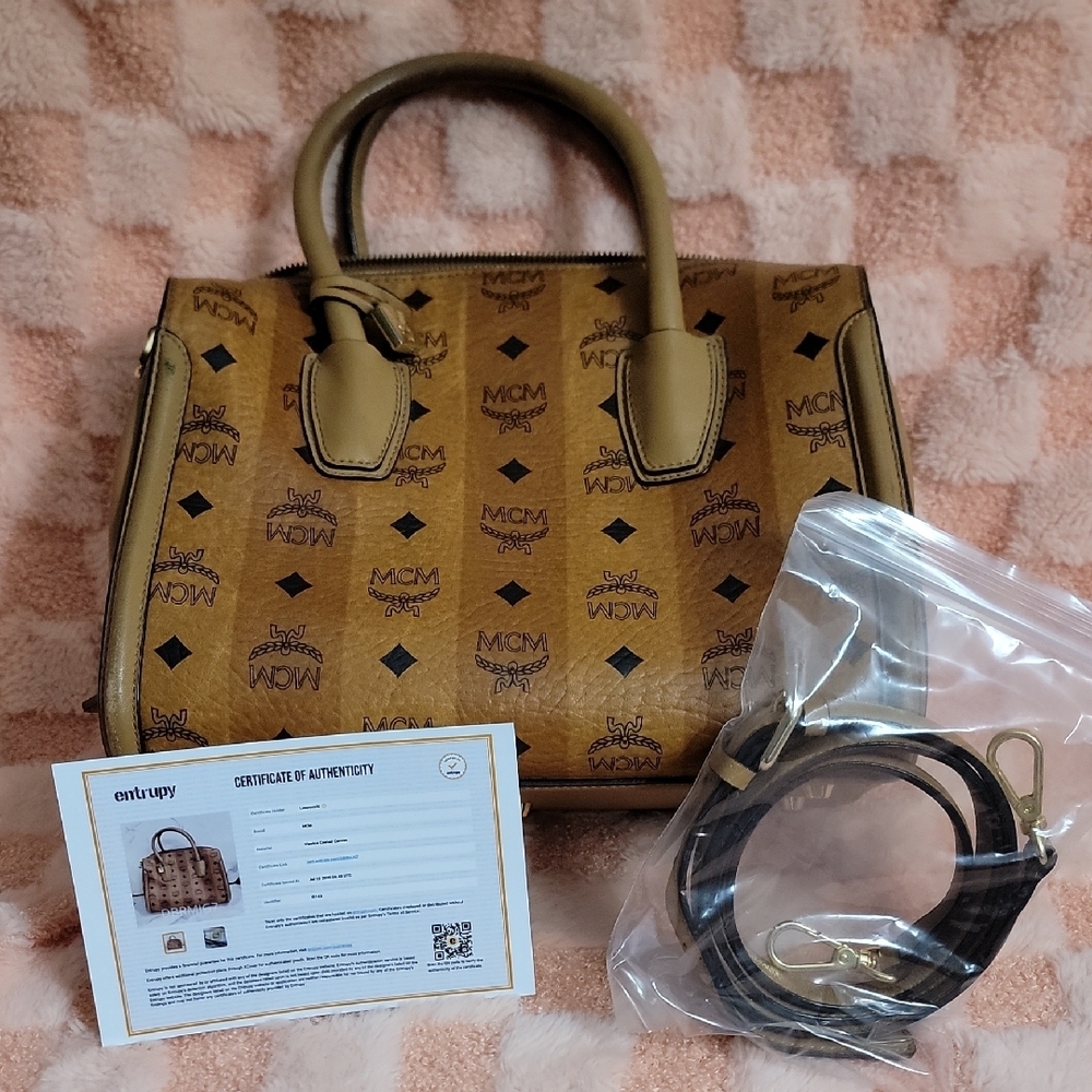 MCM Tan Visetos‎ Print Handbag - Picture 2 of 13